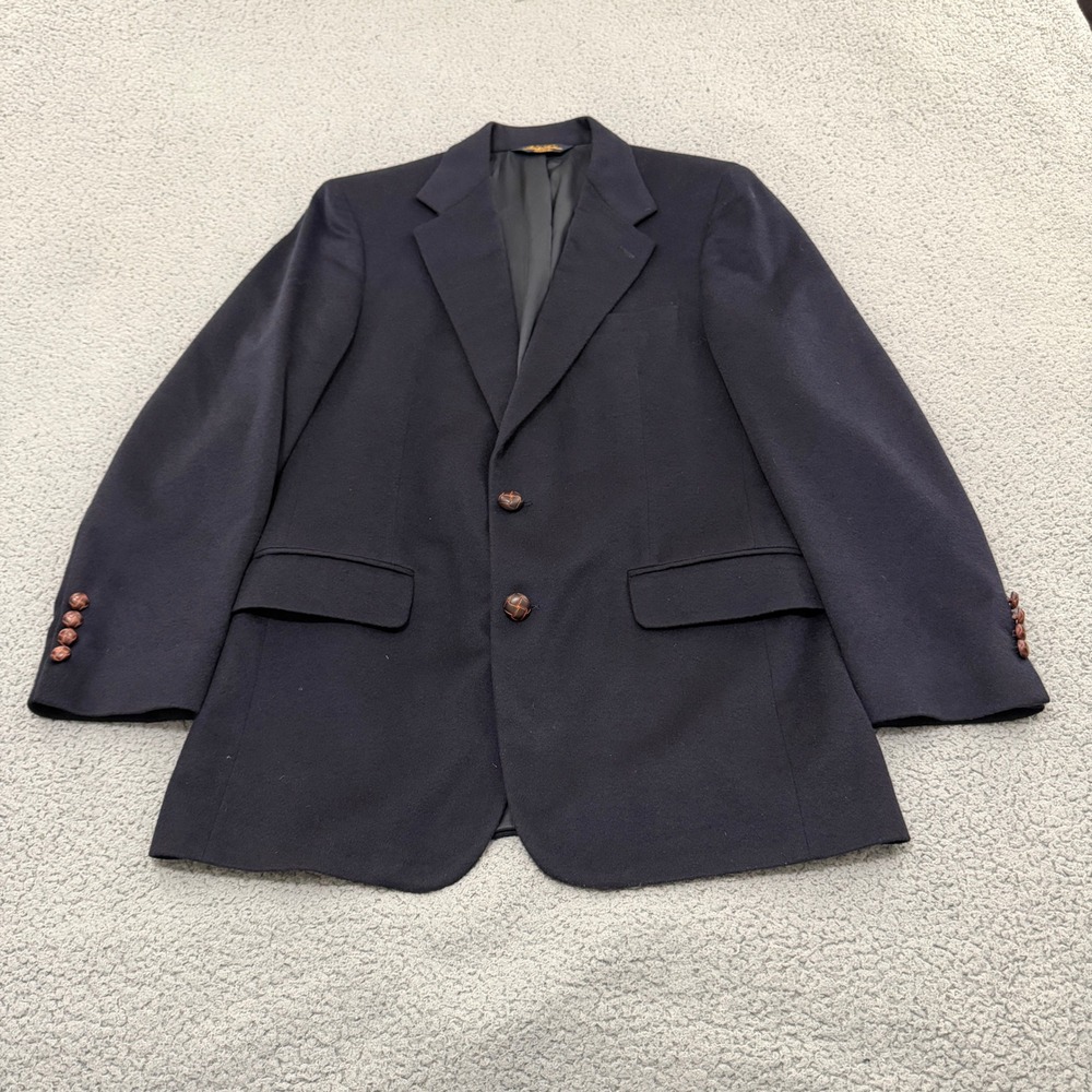 Brooks Brothers 100% Cashmere Blazer Mens 38R Navy Blue Sport Coat USA Vintage